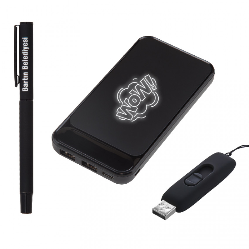 5057 Kalem & Powerbank & Usb Set