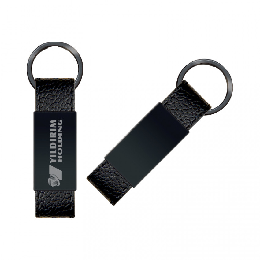 2408 Çift Taraflı Metal Suni̇ Deri̇ Anahtarlık