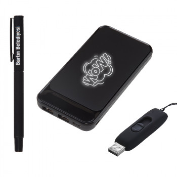 5057 Kalem & Powerbank & Usb Set
