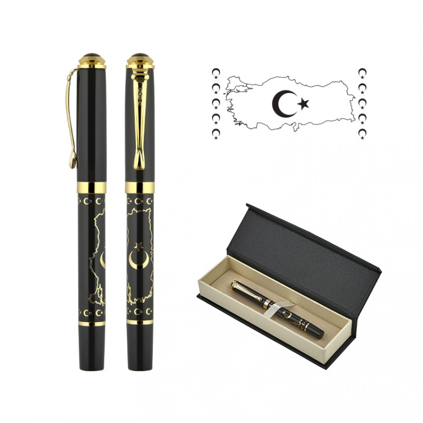 685-KR Kabartma Figürlü Metal Roller Kalem Seti