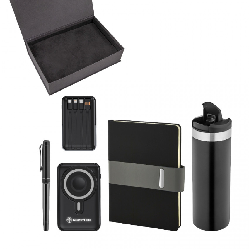 5078 Kalem & Defter & Powerbank & Termos Set