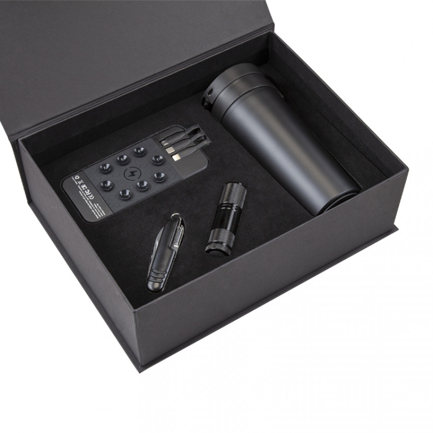 5067 Çakı & Fener & Powerbank & Termos Set